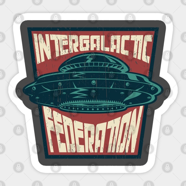 Intergalactic federation badge distressed Sticker by SpaceWiz95